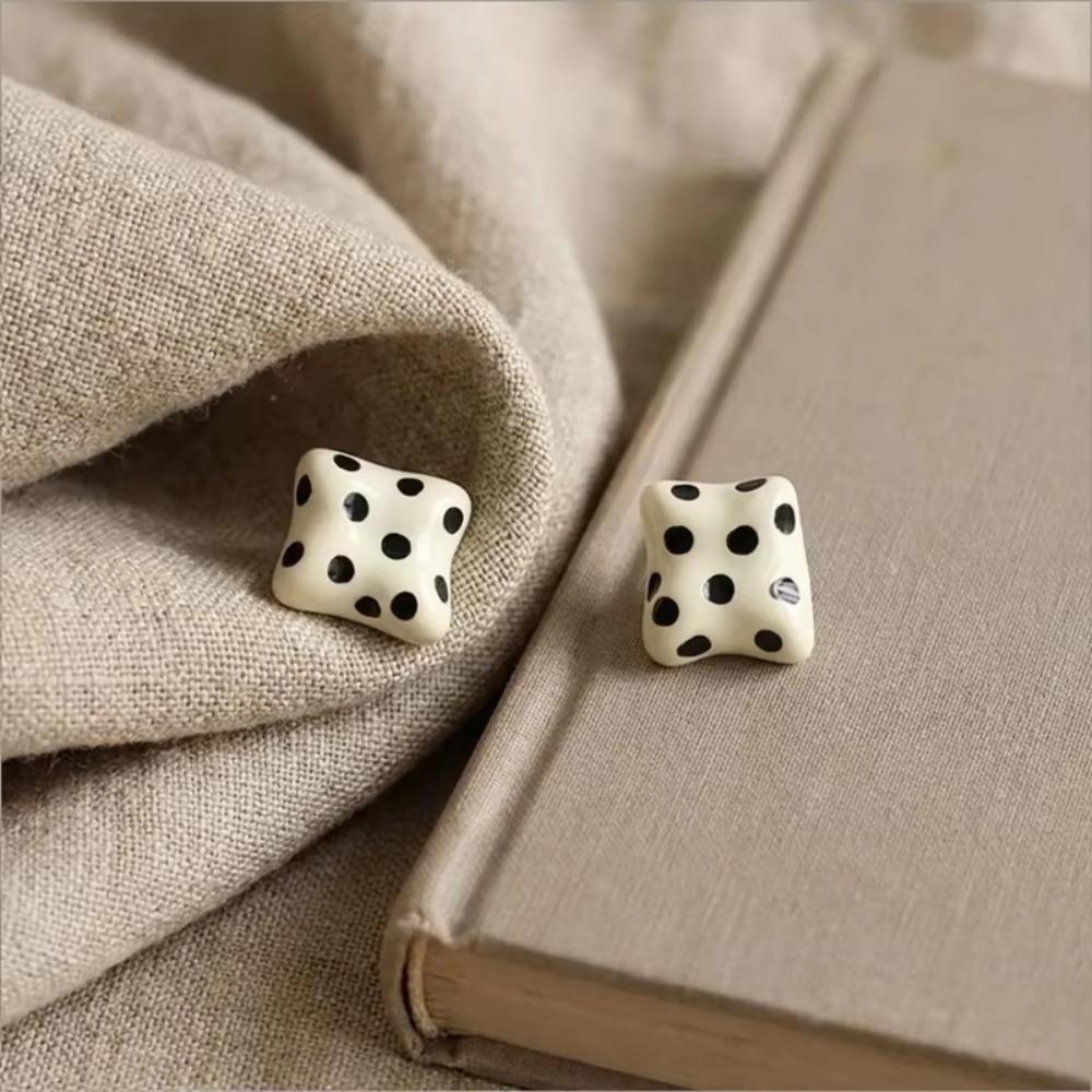 Irregular Polka Dot Earrings Sweet Square Earrings Korean Style Stud Earrings For Women Gifts