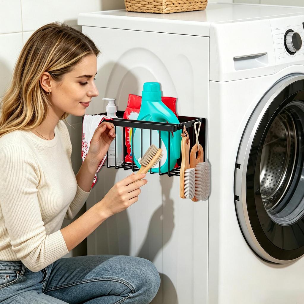 Magnetic Basket for Fridge Refrigerator Side Storage Organizer Laundry Room Dryer Ball Holder for Home Apartment Kitchen Laundry