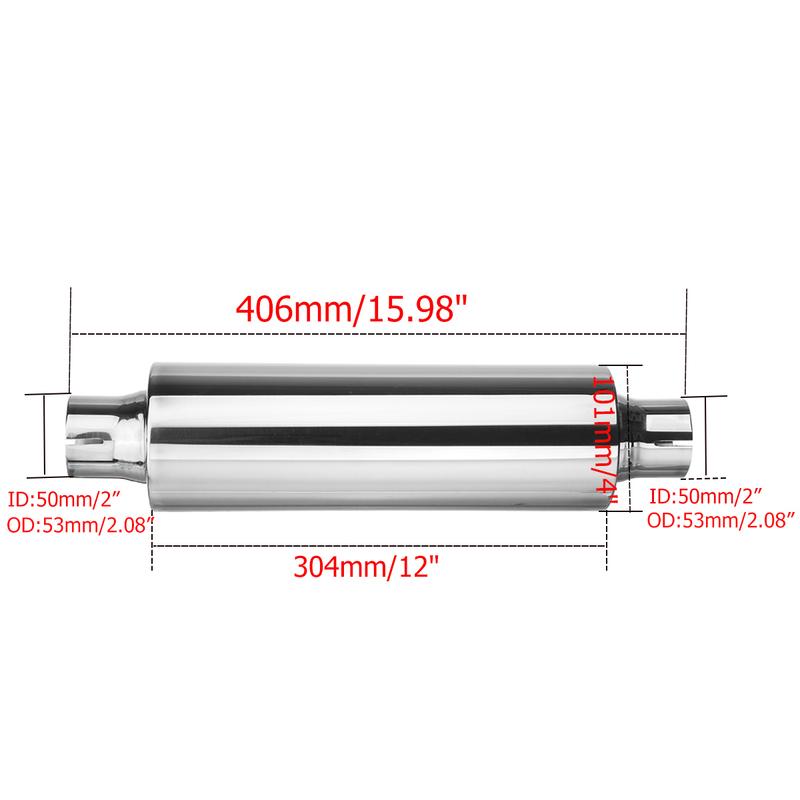 1pcs Universal 2 50mm Car Resonator Exhaust Pipe Muffler Stainless Steel Muffler Tip Exhaust Tail Tube Silencer 16inch Long