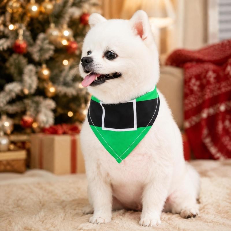 Holiday Pet Neckwear, Soft Christmas Neckerchief Cartoon Printed Dog Scarf Collar for Picture Days, Party Wear and Seasonal Style