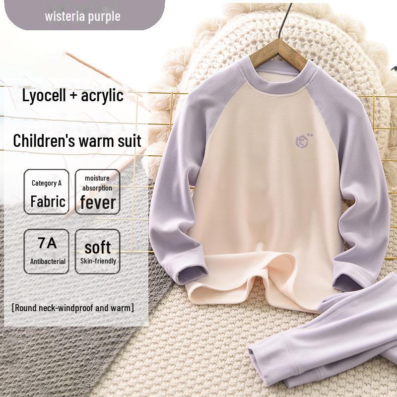 Children's Thermal Antibacterial Set: Autumn/Winter Thickened and Breathable Boy & Girl Top and Bottom with German Velvet