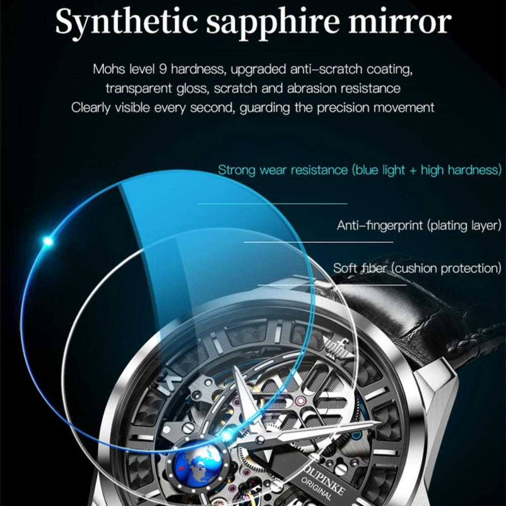 OUPINKE Men's Watch Automatic Mechanical Watch Hollow Business Waterproof Mechanical High-end Watch
