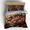 BBQ Pattern Bedding Set Pillowcases and Duvet Cover (1* Duvet Cover, 2* Pillowcases, Filling Not Included)