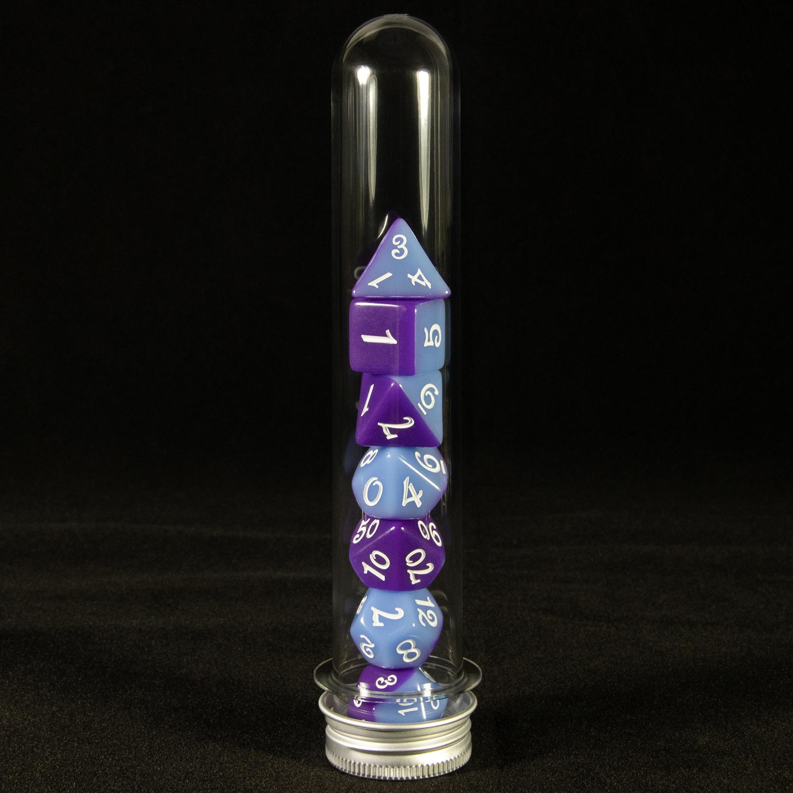 

Набор игральных костей DND из 7 игральных костей разных цветов с трубкой для развлечений, забавных настольных игр для вечеринок purple blue