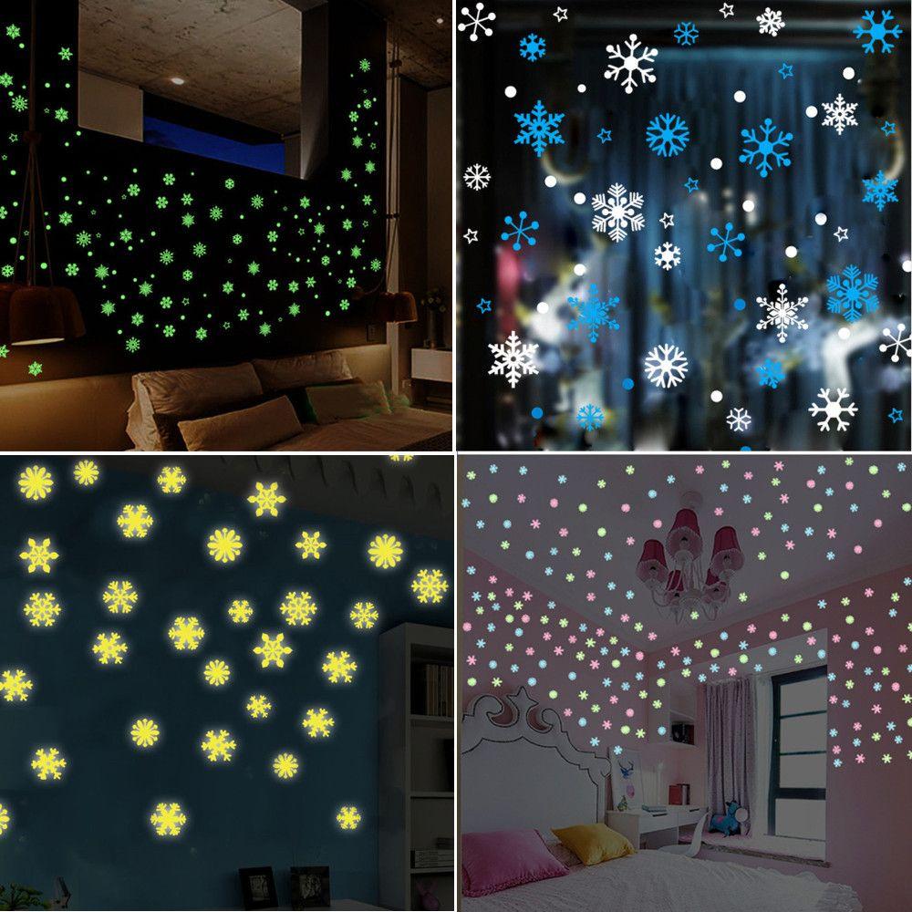 Children's Room Decals 3D Luminous Snowflake Wall Stickers Christmas Stickers Fluorescent