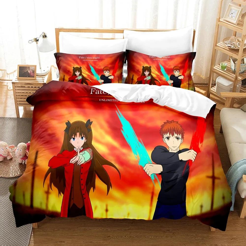

New Fatestay night Unlimited Blade Works Beding Sets Soft with Soft Fabric Duvet Cover Set With Pilowcase Twin Ful Quen King Bedclothes Bed Linen 100*200cm Single