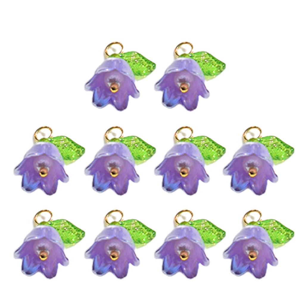 10pcs Pearl Bell Orchids Pendant Stereoscopic Leaf Flower Charm for DIY Necklace Bracelet Earrings Jewelry Accessories