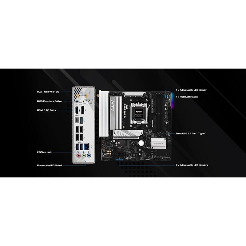 ASRock Motherboard B850M Pro RS WiFi AMD Ryzen 9000 / 8000 7000 Series CPU (Soket AM5) Correspondence DDR5 Micro ATX [Domestic Authorized Distributor