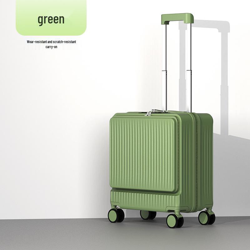 

18 Бесшумный алюминиевый каркас Кожаный чемодан для ручной клади с передним открыванием и кодовым замком для мужчин и женщин. 18-inch