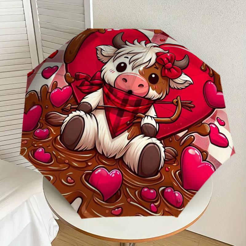 

1pc Valentine s Day Cow Heart Umbrella with Plastic Handle,Suitable for All Seasons Home Travel Outdoor UmbrellaDD292