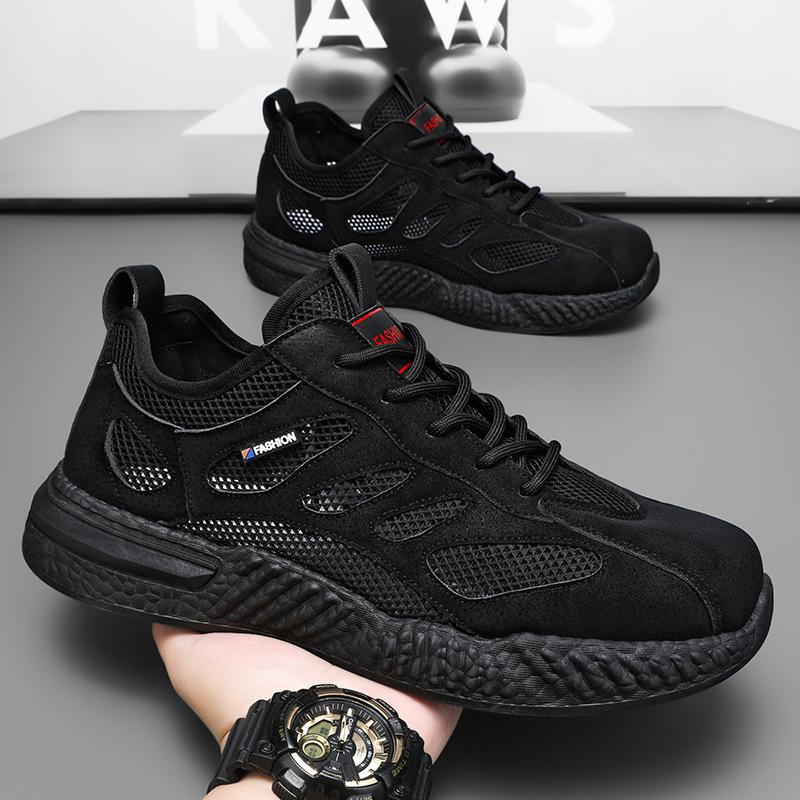 Fashion Men's Breathable Work Shoes Summer Non-slip Hollow Mesh Sneakers for Men Shoes Fashion Designer Soft Sole Casual Running Shoes