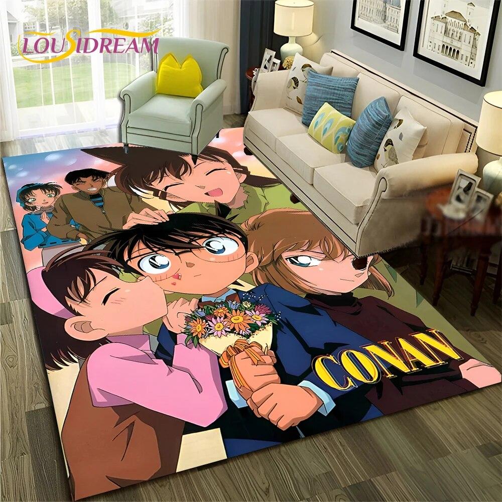 Cartoon HD Detective Conan Anime 3D Carpet Rug for Home Living Room Bedroom Sofa Doormat Decor,Child Area Rug Non-slip Floor Mat