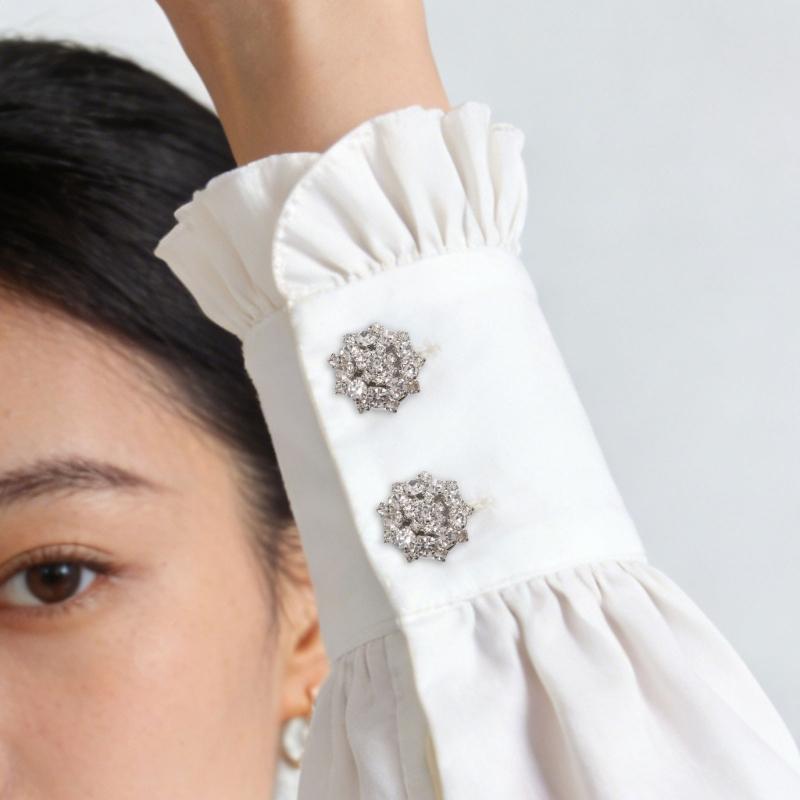 Sparkling Rhinestones Alloy Shirt Cufflinks Clip Decorative Button Covers For Shirt Jackets Dress Clothing Decoration