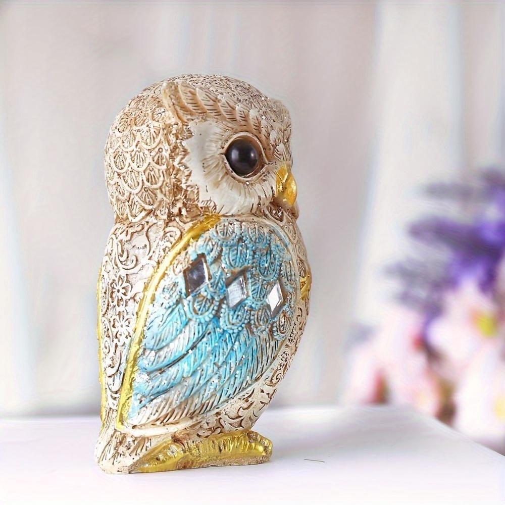 1/2PCS Owl Statue Resin Owl Ornaments Animal Sculpture Resin Bird Statue Holiday Desktop Ornaments for Living Room Home Office B