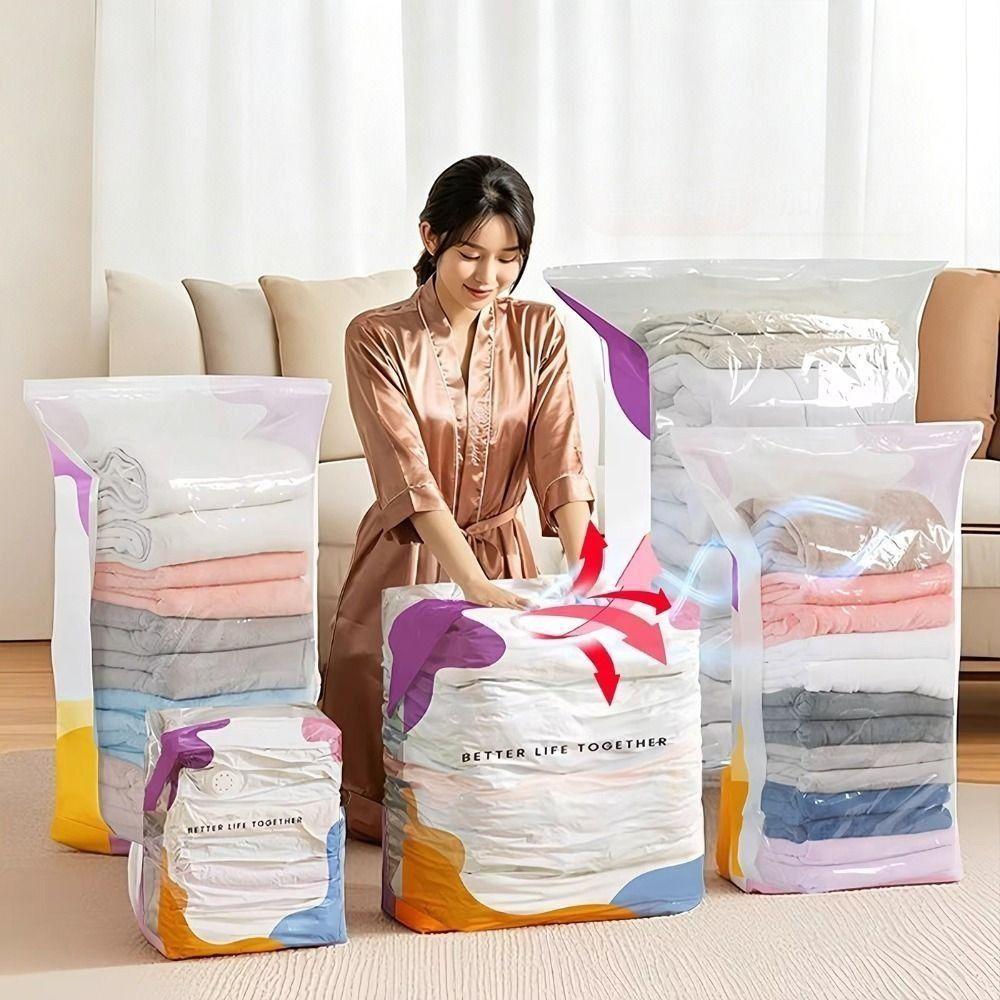 No Pump Vacuum Storage Bags Dust-proof Clothes  Blankets Organizer  Travel Accessories