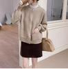 Women's Pink Korean-Style Loose Fit Cardigan - Soft, Long-Sleeved, Perfect for Autumn and Winter