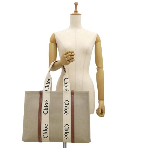 Chloe Large Tote White A4 Size Compatible Women's Bag, Brown, CHC22AS382I2690U, [Used]