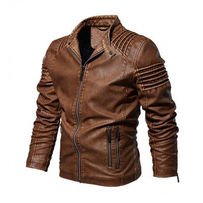 Winter Leder Jacke Männer Fleece Stehkragen Motorrad Pu Mantel Warme Mode Schlank Moto Biker Ouertwear Marke Herren Kleidung