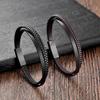 Minimalist Leather Cord Bracelet Men Stainless Steel Geometric Bangle Couple Jewelry Gift