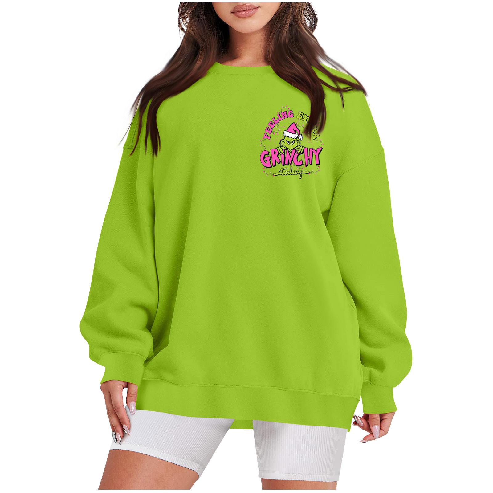 

Женская толстовка, спортивный пуловер с рождественским принтом, толстовка с v-образным вырезом и длинными рукавами, повседневная толстовка M зелёный