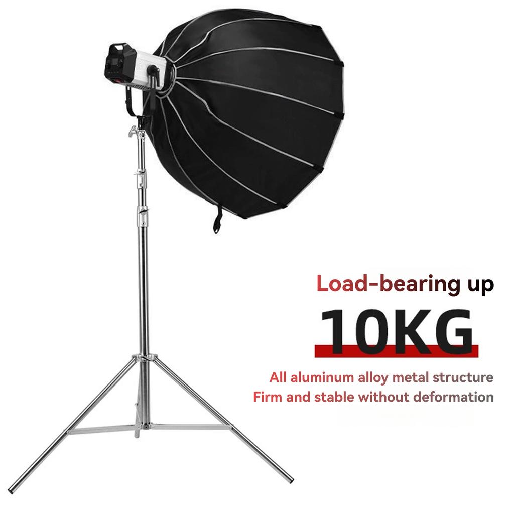 Tripod Stainless Steel Photography Light Stand 1 4 3 8 Screw Adapters Max Height 2.8M Natural Stainless Steel Finish
