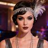 1920er Jahre Great Gatsby Feder Stirnband für Damen Vintage Strass Flapper Kopfschmuck Roaring 20s Party Haar Accessoires