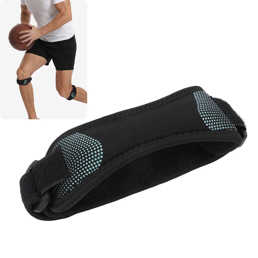 Patella Strap Adjustable Shock Absorption Knee Tendon Brace with Silicone Pad for Soccer Basketball Running Tennis Green