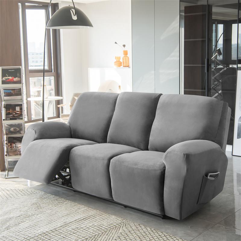 1/3Seater Soft Velvet Recliner Sofa Slipcovers Home Decor Relax Armchair Cover Stretch Dust-proof Reclining Couch Covers Hotel