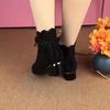 Spring and summer new women's shoes net boots thick heel cool boots rhinestone bow breathable zipper rhinestone fashion single sandals