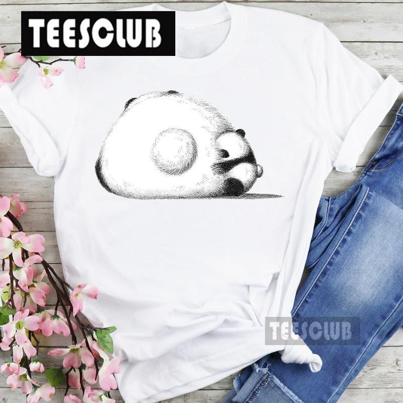 Cute Panda Black & White Personalized T-shirt Short-Sleeved round Neck Top for Men And Women Cartoon Bear Design Summer polyeste