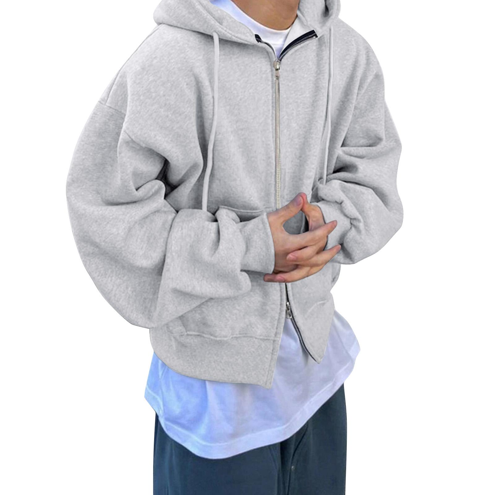 

Мужская однотонная толстовка на двойной молнии, мужская спортивная толстовка большого размера в стиле кэжуал L