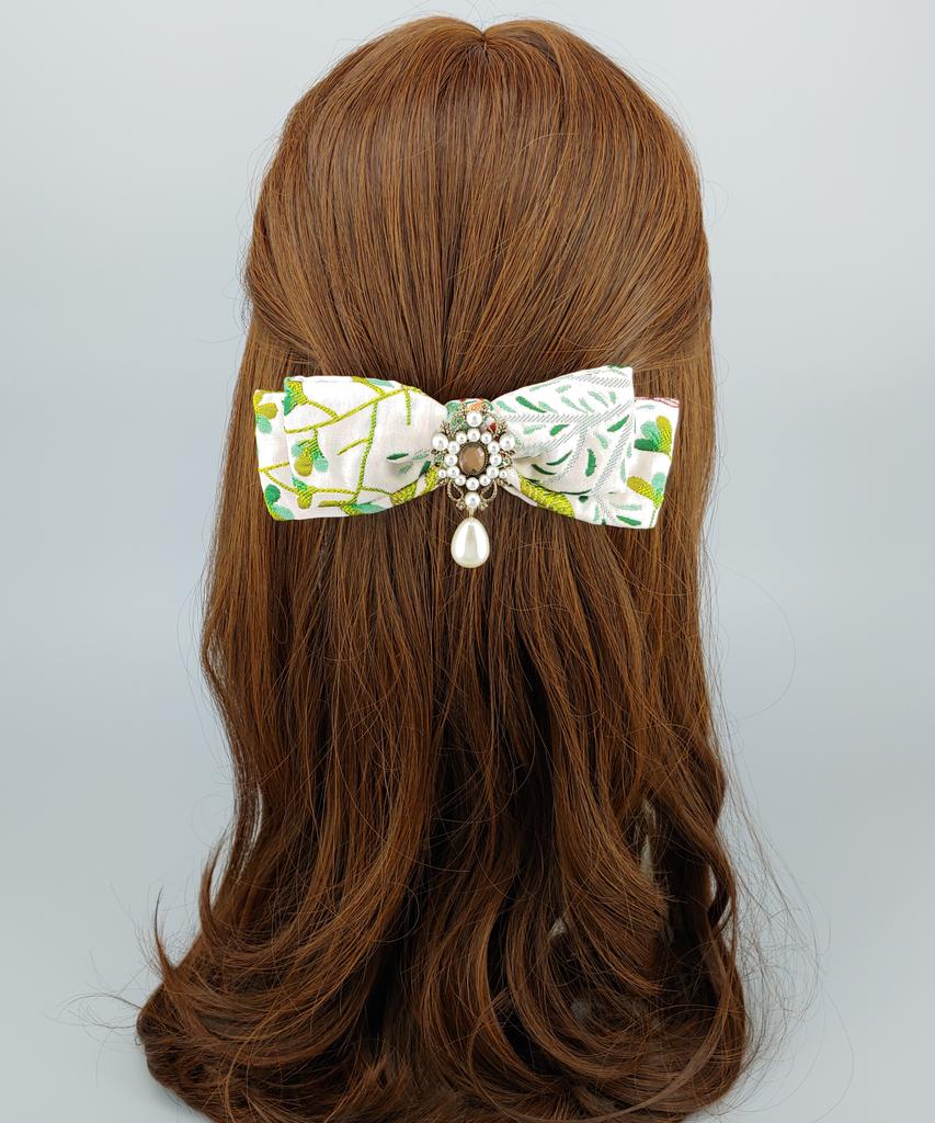 Maia Rose Jacquard Ribbon Pin Large Ivory