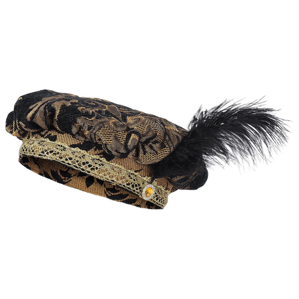 Men's Medieval Dodo Feather Muffin Top Hat - High-End Court Costume Headwear