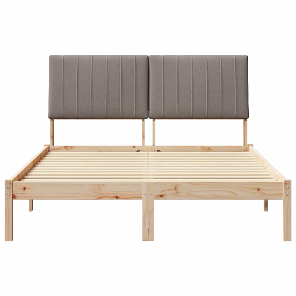 Bed Frame with Headboard Brown 135 X 190 Cm Solid Pine Wood