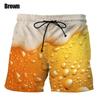 Pantaloncini da Spiaggia con Fantasia Birra Fresca da Uomo Costumi da Bagno Stampati 3D Vino Spumante Pantaloncini Corti Estivi Larghi Streetwear