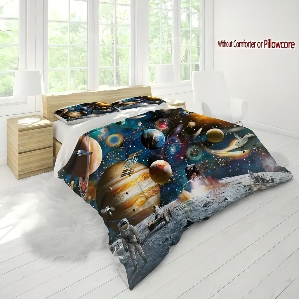 Space Galaxy Planet Pattern 3D Printed Duvet Cover Fantastic Abstract Art Luxury Style Quilt Cover Soft Comfortable Bedding Set