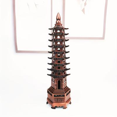 Feng Shui 9-Níveis Liga Modelo 3D Chinês Wenchang Pagoda Torre Artesanato Estátua Lembrança Decoração de Casa Metal Artesanato