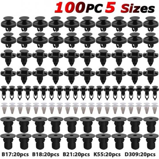 100pcs For Toyota Engine Cover Fender Bumper Clips Screw Rivets 7 8 9 mm Hole