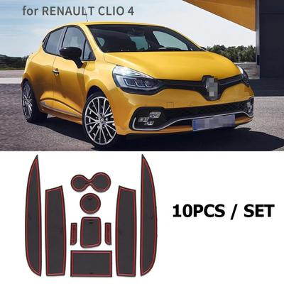 10 sztuk dla Renault Clio 4 antypoślizgowa mata na drzwi, szczelina na kubki, rowek na drzwi, antypoślizgowa podkładka, wnętrze, akcesoria do stylizacji samochodów, podkładki pod kubek