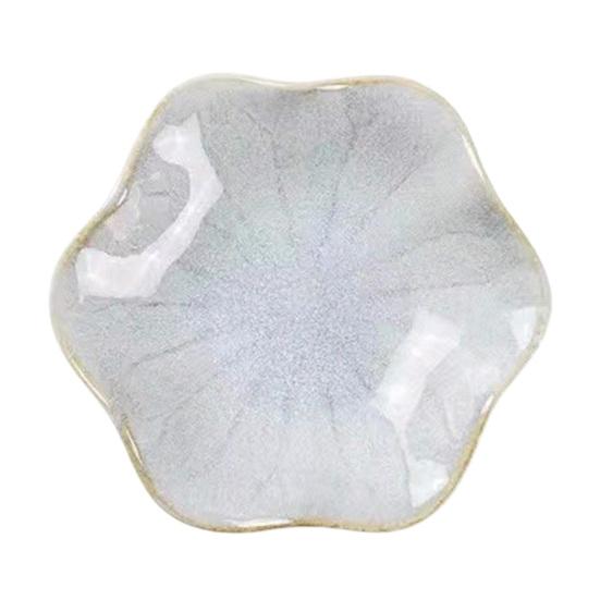 Yousheng Soy Sauce Dish Plate, Ceramic Lotus Leaf Design, High-Temperature Fired Unique Texture Jewelry Holder, for Soy Sauce Dipping Vinegar