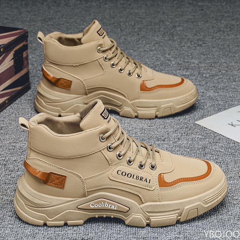 Fashionable Versatile High Top Men's Shoes New Spring Hiking Shoes Casual Comfortable Anti Slip and Wear-resistant Men's Boots