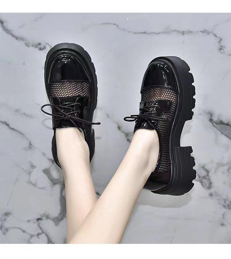 2025 New Spring and Summer Platform Sandals Women's Mesh Single Shoes Breathable and Comfortable Versatile Height-increasing Soft-soled Muffin Loafers