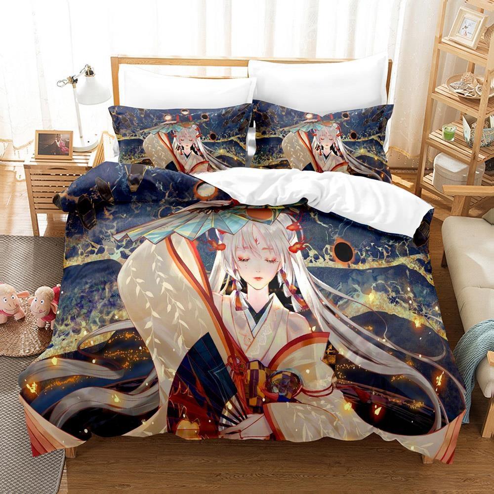 3D Printing Game Kawaii Girls Onmyoji Bedding Set Single Twin Full Queen King Size Bed Set Adult Kid Bedroom Duvet Cover Sets