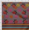 oneOone Cotton Flex Fabric Stripe & Floral Panel Print Fabric BTY 40 Inch