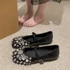 Fashion 2025  Women’s Flat Shoes Fairy Style  Sequins Mary Janes Basic Spring Summer Rhinestones Low Heel Pumps Single Shoes Square Toe