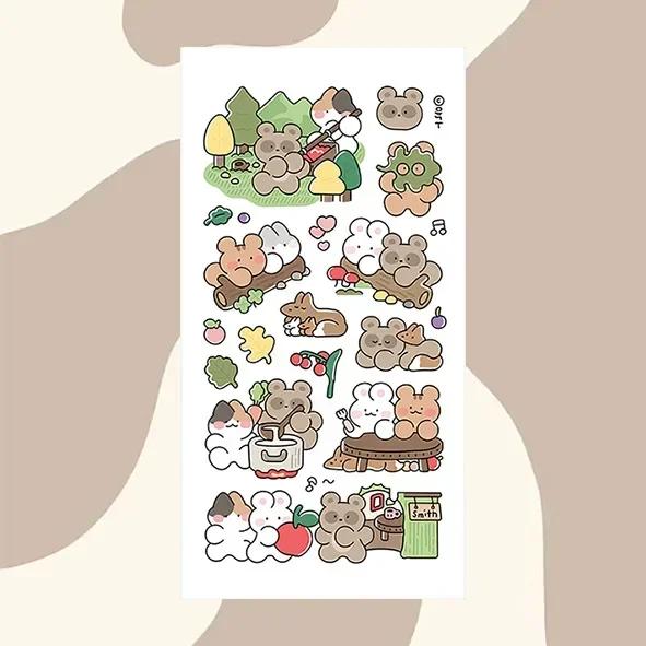 

Korean Cute Cartoon Graffiti Bear Rabbit Stickers Ins Guka Handbook DIY Creative Stickers Diy Decoration Material