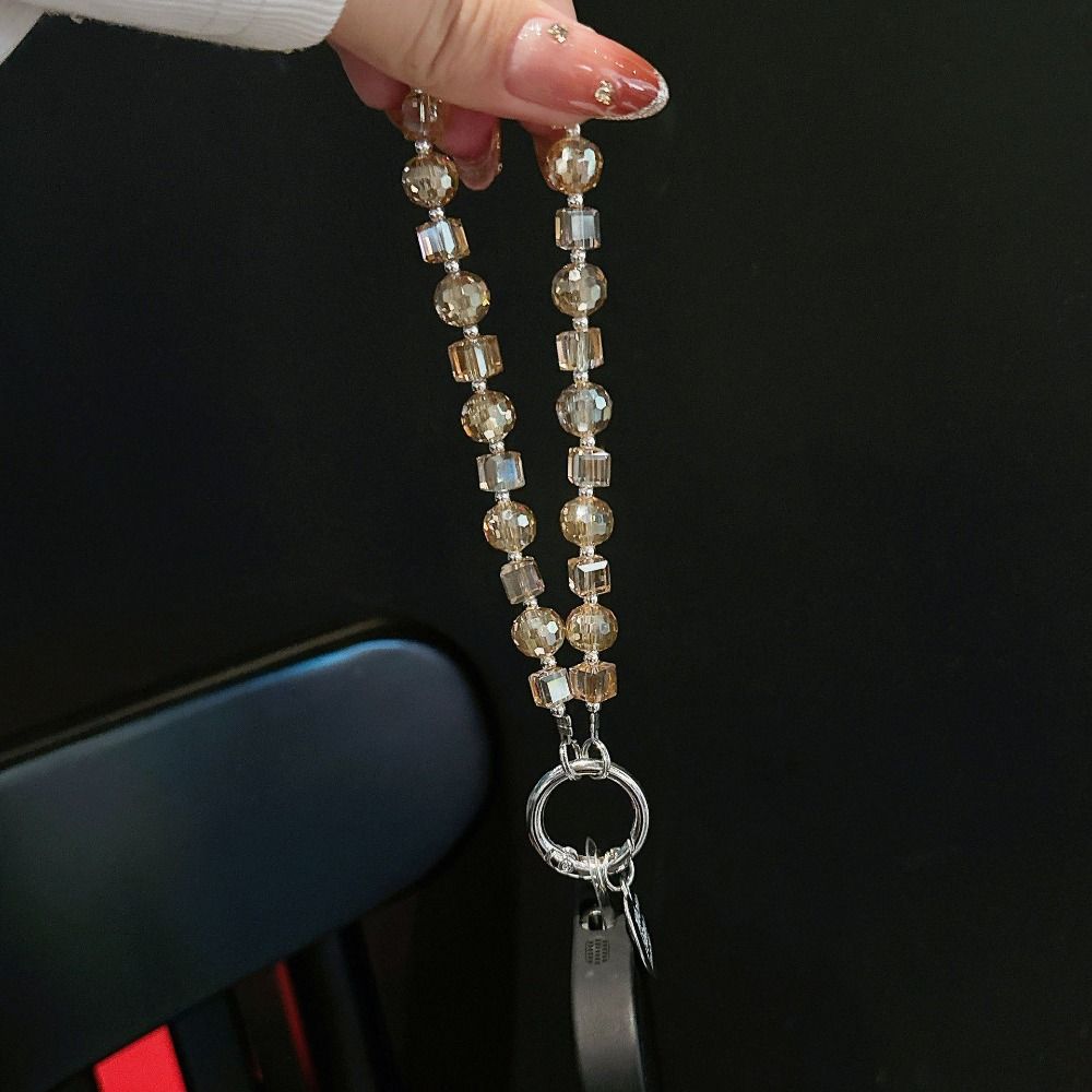With Clip Crystal Beads Phone Chain Anti-lost Love Phone Pendant  Car Key Accessories
