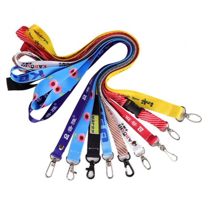 Custom Thermal Transfer Printing Polyester Lanyard ID Badge Holder Blank Neck Strap Key Chain Custom Logo Promotional