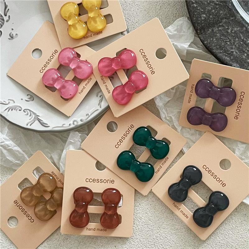 Mini and Cute Colorful Plastic Bow Hair Clips  Playful and Girlish Side Bangs Clips  Duckbill Clips