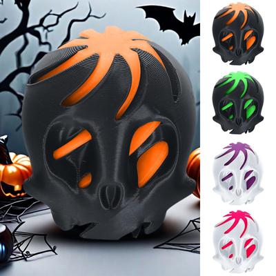 3D Printed Spiral Skulls, Decompression Push Toy For Kids Adults,Halloween Skulls Pushler Sculpture,Spiral Vortex Thread Illusions Stress Relief